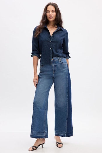 Gap Blue High Rise Stride Wide Leg LANVIN Jeans (Q68140) | £55