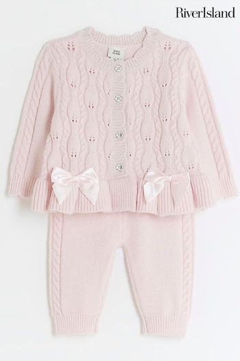 River Island Pink Baby Girls Peplum Cardi Set (Q68150) | £27