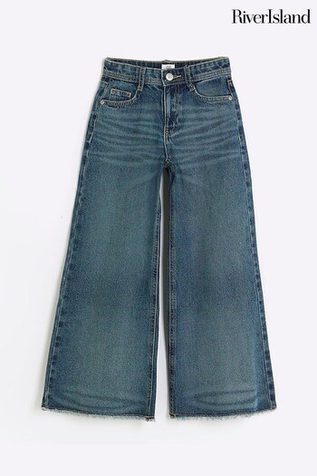 River Island Blue Girls Denim Tinted Wash Wide Leg Jeans (Q68162) | £23 - £31