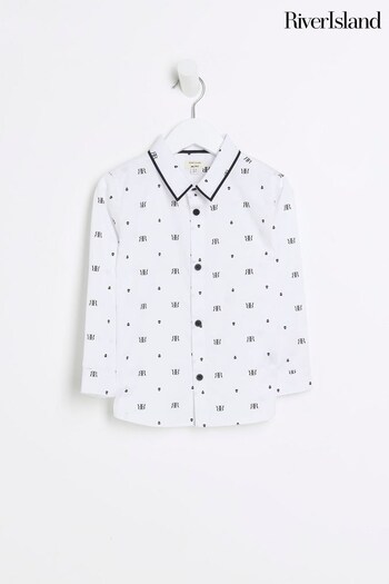 River Island White Boys Printed Smart Shirt (Q68169) | £16
