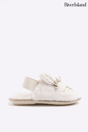 River Island White Girls Bunny Glitter Slippers (Q68196) | £12