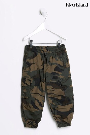 River Island Green Party Camo Hatch Cargo Trousers (Q68200) | £16