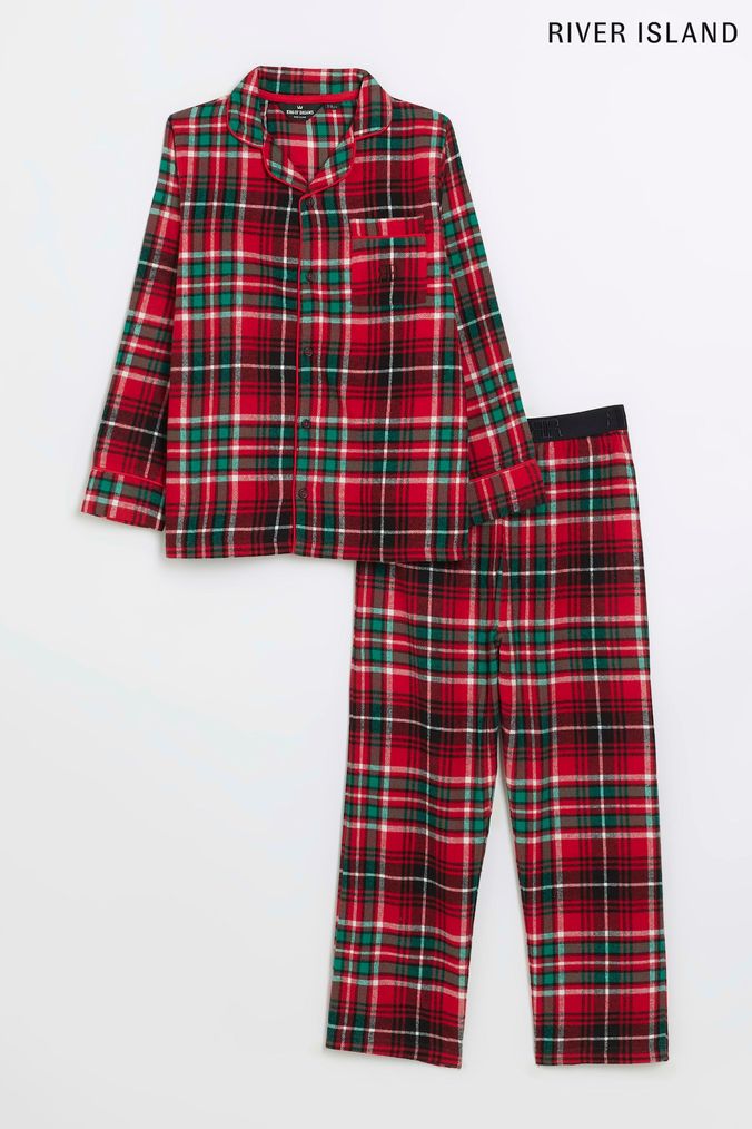River Island Red Boys Check Pyjamas (Q68209) | £25