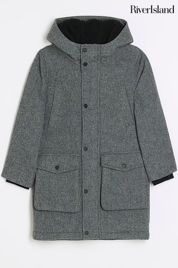 River Island Grey Boys Wool Parka Coats (Q68215) | £48 - £62