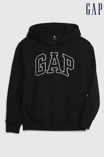 Gap Black Embroidered Logo Zip Through Hoodie (4-13yrs) (Q68352) | £25