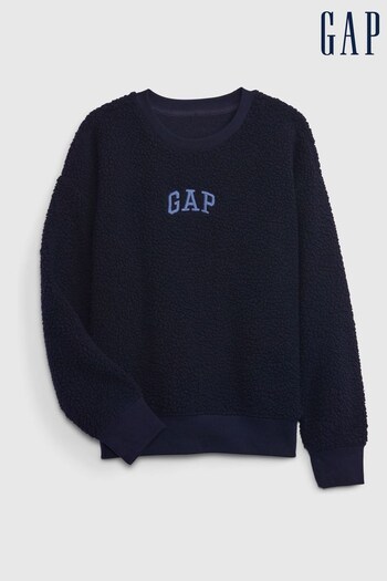 Gap Blue Sherpa Logo Long Sleeve Crew Neck Sweatshirt (Q68372) | £25