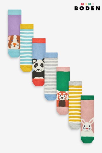 Boden Pink/White Socks 7 Pack (Q68377) | £21
