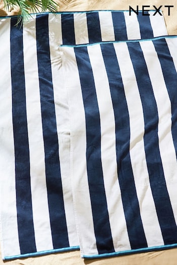 Blue Reversible Stripe XL Beach Towel (Q68381) | £20