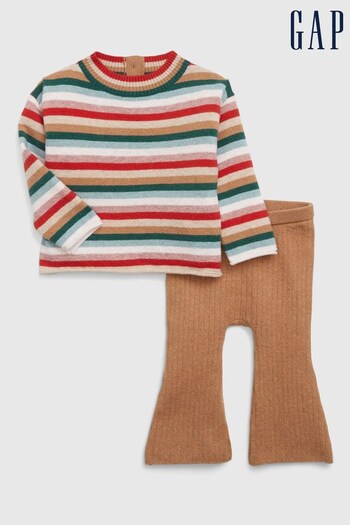 Gap Red, Green & Brown CashSoft Knit Stripe Jumper and Leggings Set (Q68385) | £35
