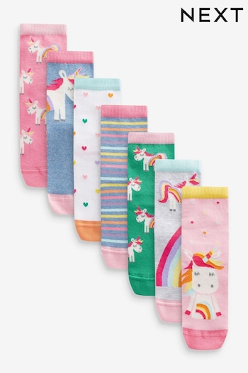 Pink, Green and blue Cotton Rich Unicorn Ankle Dior 7 Pack (Q68397) | £8.50 - £10.50