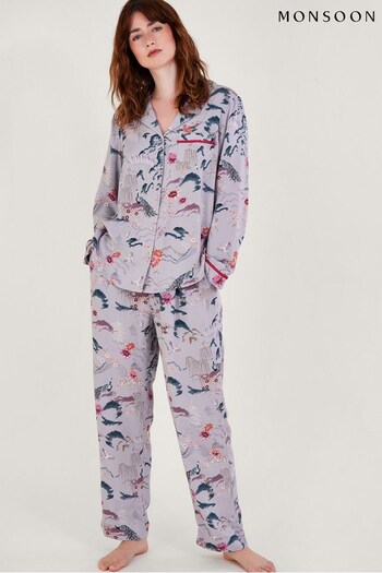 Monsoon Purple Bianca Print Pyjama Set (Q68518) | £59