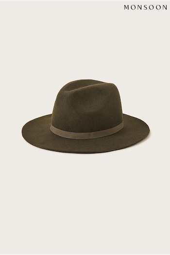 Monsoon Green Wool Fedora Hat (Q68525) | £30