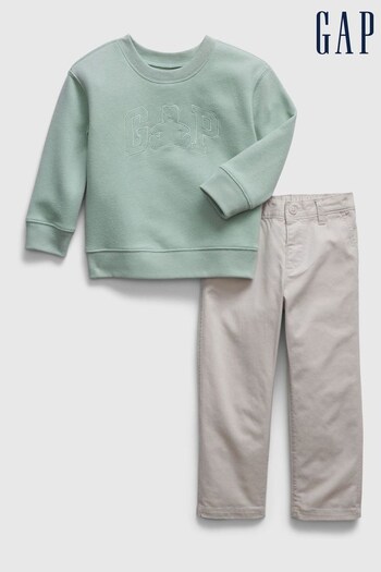 Gap Green Logo Sweatshirt and Trousers Set (Q68578) | £40