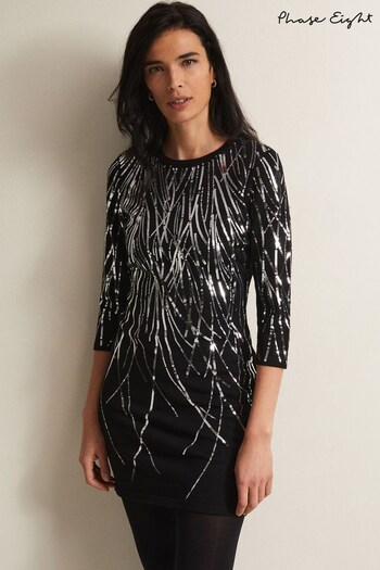 Phase Eight Black Nikki Sequin Mini Dress (Q68601) | £149