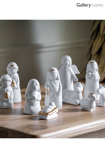 Gallery Home White Christmas Nativity Scene (Set of 11) 130x300x110mm (Q68608) | £25