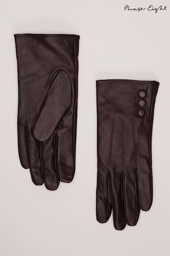 Phase Eight Red Button Leather Gloves (Q68632) | £45