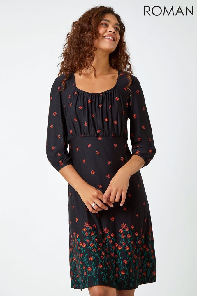 Knee length casual outlet dresses with sleeves
