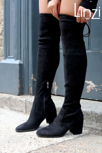 Linzi Black Axel Block Heeled Over The Knee Boots minimalistas (Q68723) | £55