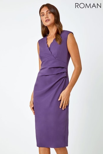 Roman Purple Chrome Scallop Edge Fitted Shift Dress (Q68739) | £55
