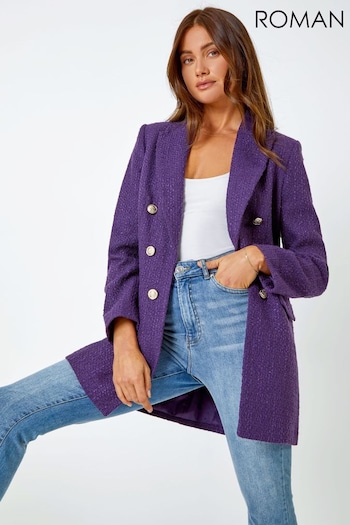 Roman Purple Longline Boucle Tailored Blazer (Q68745) | £65