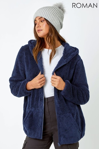 Roman Blue Hooded Sherpa Borg Fleece Jacket (Q68772) | £32
