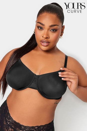 Yours Curve Black Smoothing Moulded Microfibre Underwired Non Padded Bra (Q68886) | £24