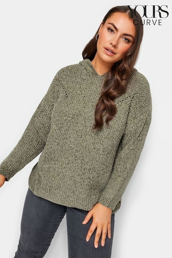 Yours Curve Green Chenille Soft Hoodie (Q68903) | £29