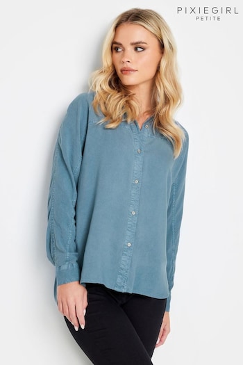 PixieGirl Petite Blue Long Sleeve Viscose Shirt (Q68920) | £29