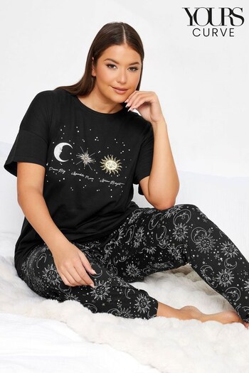 Yours Curve Black Sun and Moon Tapered Gift Pyjamas Set (Q68929) | £29