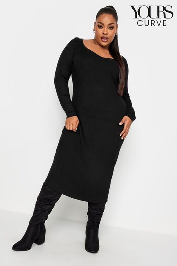 Yours Curve Black Sweetheart Neck Dress (Q68955) | £38