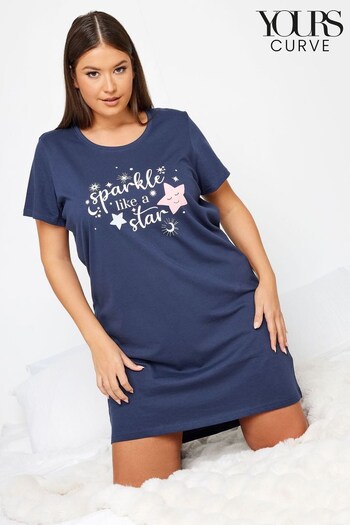 Yours Curve Blue Sparkle Like A Star Nightdress (Q68957) | £19