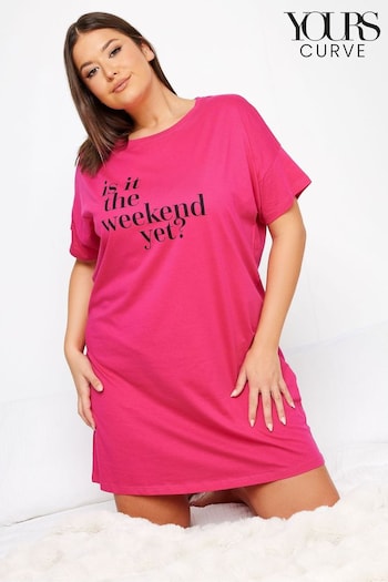 Yours Curve Pink Is It The Weekend Yet Sleep T-Shirt (Q68958) | £19