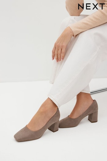 Mink Brown Regular/Wide Fit Forever Comfort® Square Toe Court Shoes (Q68967) | £32