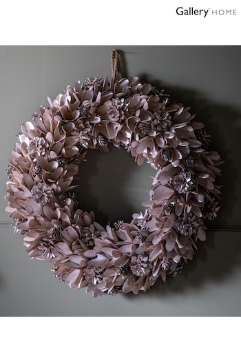Gallery Home Pink Christmas Cone & Floral Wreath 460x95x460mm (Q68983) | £44