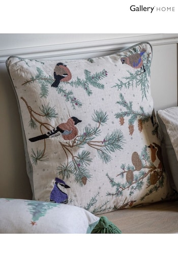 Gallery Home Green Christmas Birds Cushion Cover 45x45cm (Q68995) | £20