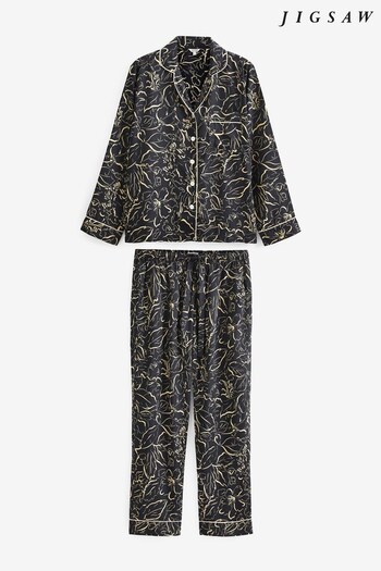 Jigsaw Floral Outline Black Pyjamas (Q69037) | £68