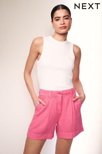 Pink Linen Blend Boy Shorts Cappello (Q69049) | £18
