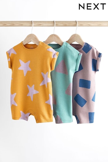 Multi Abstract Baby Jersey Rompers 3 Pack (Q69064) | £16 - £20