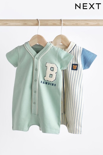 Blue/White Baby Jersey Collar Romper 2 Pack (Q69119) | £14 - £16