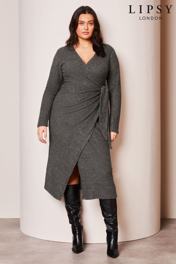Gray wrap deals dresses