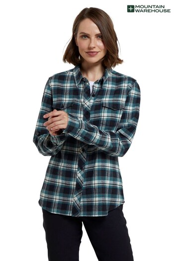 Mountain Warehouse Blue Womens Willow Brushed Flannel Shirt (Q69125) | £29