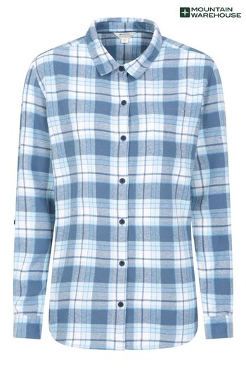 Mountain Warehouse Blue Balsam Womens Brushed Long Line Flannel Shirt (Q69141) | £29