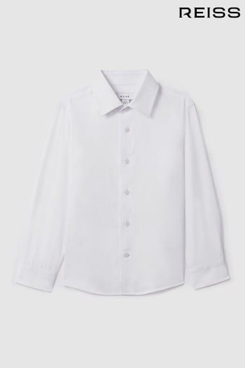 Reiss White Remote Teen Slim Fit Cotton Shirt (Q69210) | £36