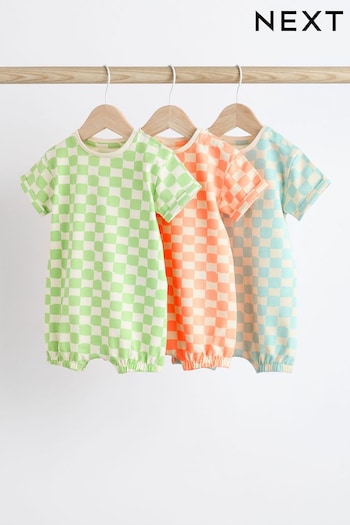 Multi Checkerboard Baby Jersey Rompers 3 Pack (Q69228) | £16 - £20