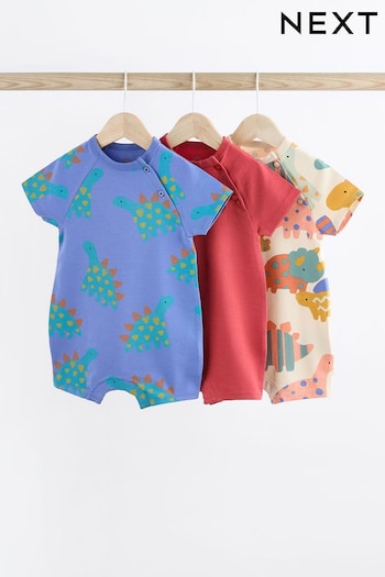 Red Dinosaur print Jersey Rompers 3 Pack (Q69246) | £17 - £25