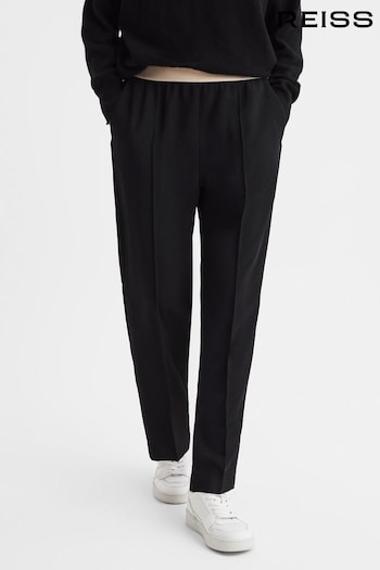 Reiss Black Iona Elasticated Waistband Tapered Trousers (Q69263) | £118