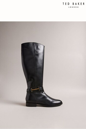 Ted Baker Rydier T-Hinge Leather Knee High Black Boots (Q69304) | £235