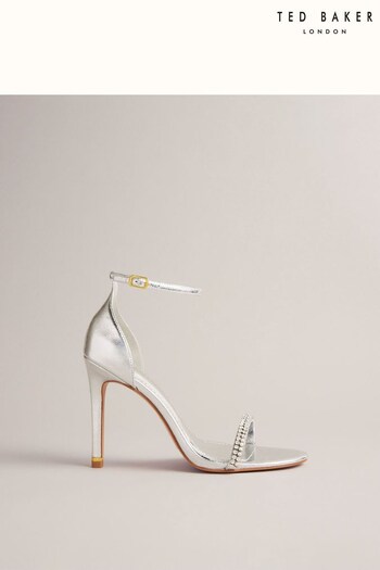 Ted Baker Silver Helenni Crystal Strap Heeled Sandals (Q69305) | £125