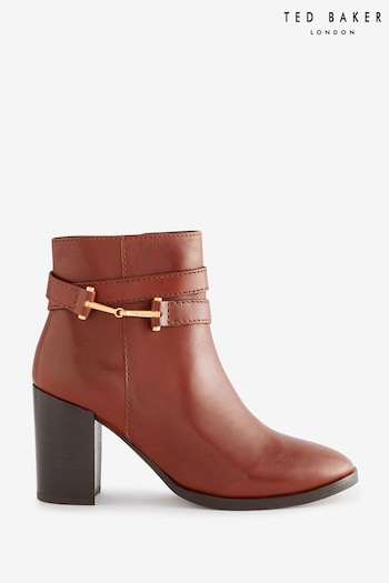 Ted Baker Anisea T Hinge Leather 85mm Ankle Brown Boots (Q69335) | £165