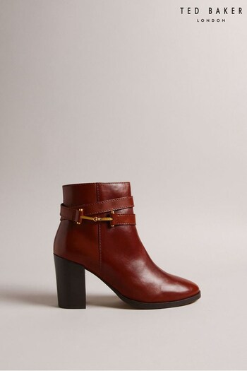 Ted Baker Anisea T Hinge Leather 85mm Ankle Brown Boots (Q69336) | £82